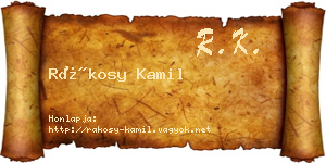 Rákosy Kamil névjegykártya